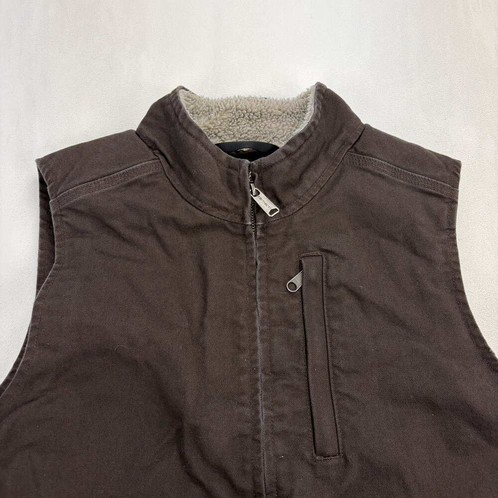 Carhartt Women's Sherpa-Lined Duck Vest Size L Brown - Picture 6 of 10